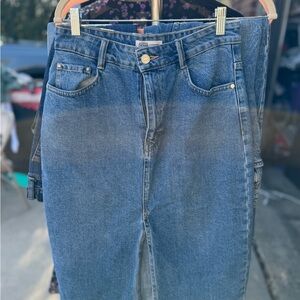 Zara Blue Denim Midi Skirt